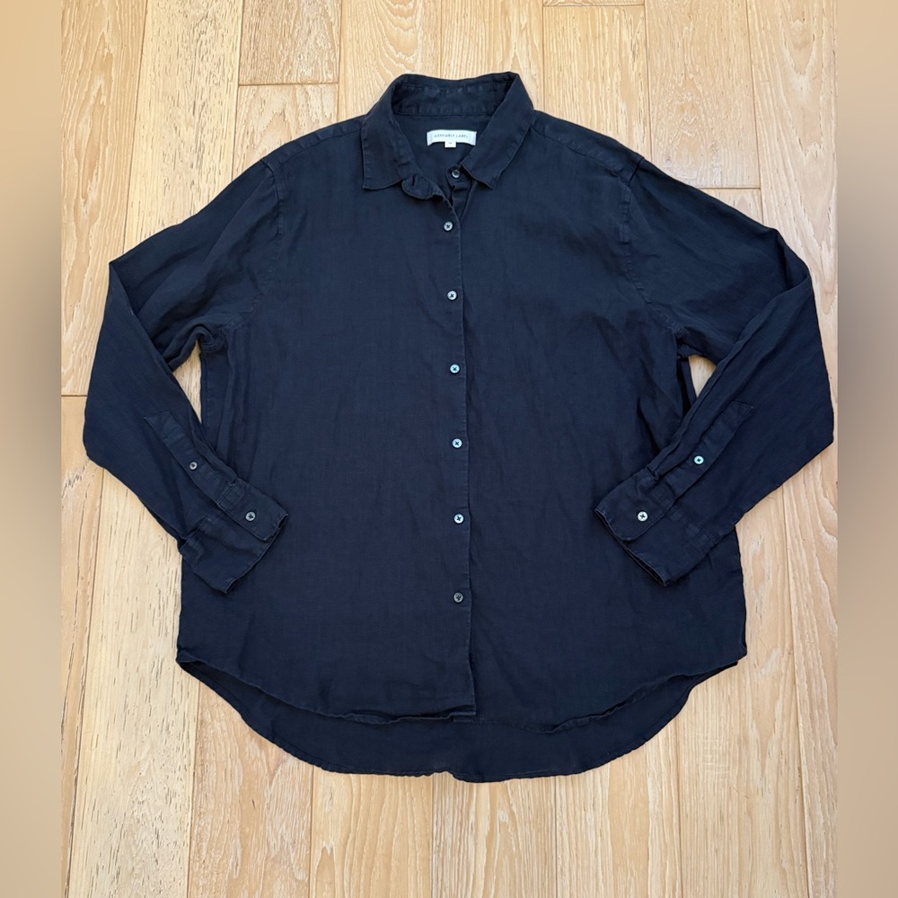 Assembly label women’s linen‎ navy button down size 14 Lagenlook resort wear - Picture 2 of 9